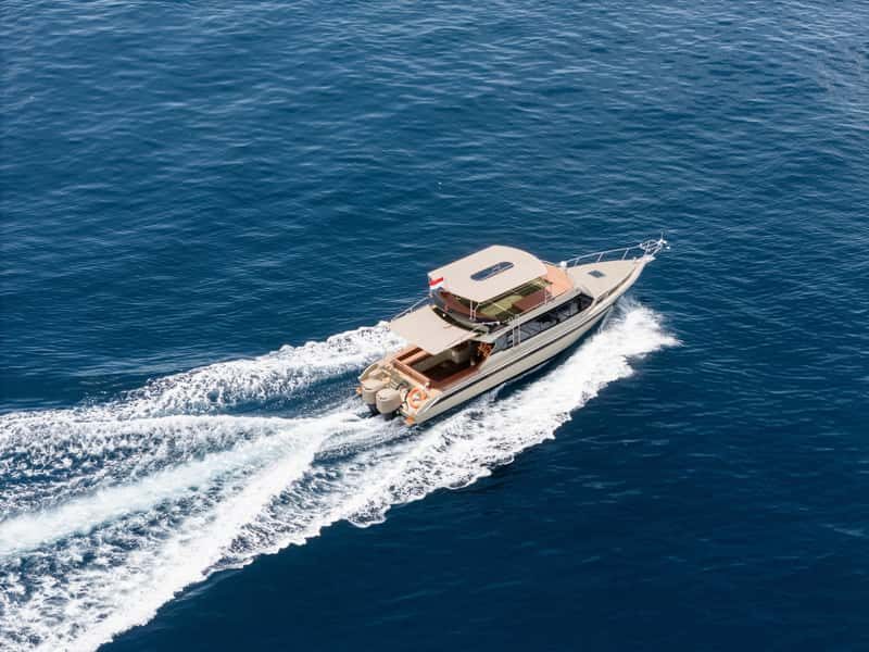 The yacht deck and seating area